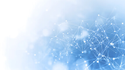 Abstract technology background with network connection lines and dots on blue sky, white background Generative AI