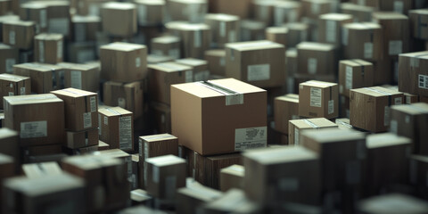 Fototapeta premium A large number of cardboard boxes are stacked on top of each other, generative AI