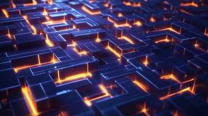 Obraz premium Abstract Digital Structure with Glowing Lines