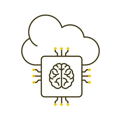 AI-Enhanced Cloud Automation Systems Vector ICon Design, cloud technology, cloud integration, automation services