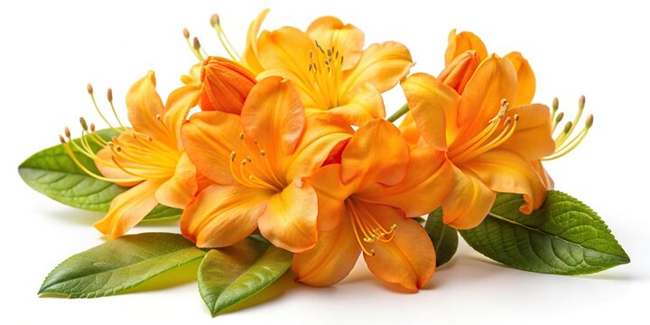 Asymmetrical Oranges Flower on white Background Rhododendron vireya Tropic Glow