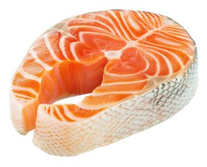 Salmon steak isolated on transparent background
