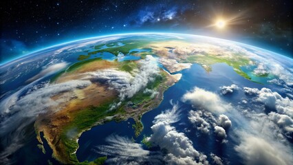 Obraz premium Earth as seen from space with breathtaking view of clouds, oceans, and continents, earth, space, planet, view