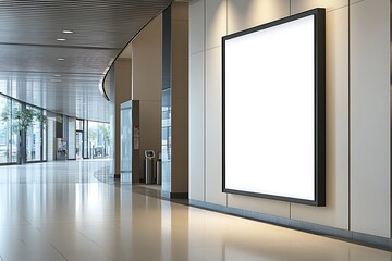 Blank Billboard in a Modern Lobby