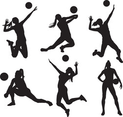 Volleyball Girl Player, Sport Girl Silhouette, Volleyball Cut Files