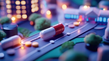 Miniature Hospital Model - Vibrant and Detailed Display for Medical Concepts, Education, and Creative Projects in Healthcare Environments and Design Illustrations