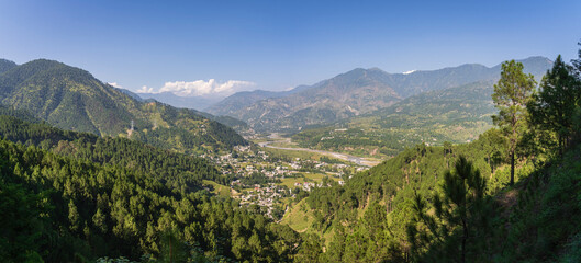 Naklejka premium Landscape panoramic view of Kaghan valley from Dana top, Khyber Pakhtunkhwa, Pakistan