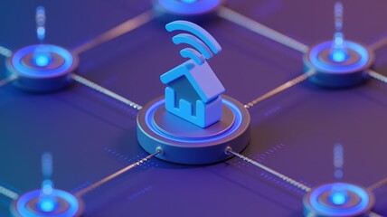 Isometric 3D Render of Smart Home Icon