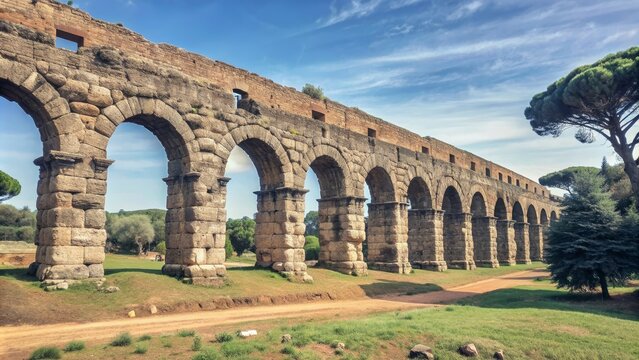 Ruins of ancient aqueducts in Parco degli Acquedotti, Rome, Italy, Rome, Italy, ruins, ancient