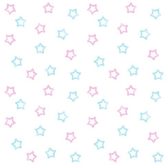 Watercolor blue and pink star seamless pattern vector. Cute stars on white background. Simple geometric design for fabric, textile, kid cloth, baby dress, wrapping, paper, print, card, cover, decor.