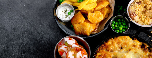Popular English and Irish meals.