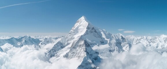 Majestic Snow-Capped Peaks A Breathtaking View of Mountain Summits Above the Clouds