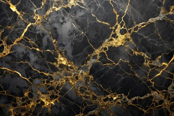 Fototapeta premium black marble with gold streaks and specks