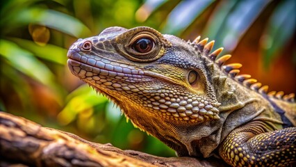 Fototapeta premium Close-up photo of a scaly reptile in natural habitat, reptile, scales, wildlife, nature, lizard, cold-blooded