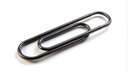 Black paper clip isolated on white background