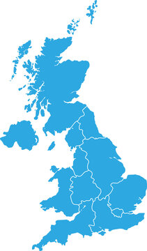 map of uk United Kingdom blue vector design