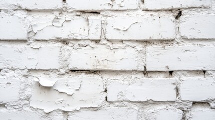 Obraz premium Rough white brick wall close-up, showing texture and aging, perfect for minimalist or industrial backgrounds. Concept of urban construction and simplicity