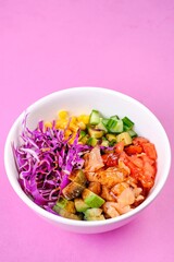 Chicken Salad Bowl on a Pink Background