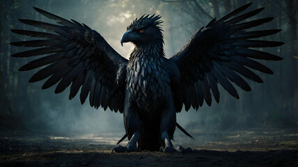 Fototapeta premium eagle spreading feathers 