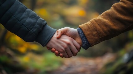 Two hands grasping each other tightly, symbolizing the strength of a promise, strong grip, trust and bond