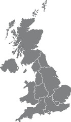 map of uk grey