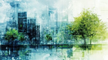 Obraz premium Technical city blueprint focusing on zoning for different sectors like residential, commercial, and transportation networks, complemented by designated green spaces