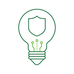 AI Guarding Innovation and Ideas Vector Icon Design, light bulb, creativity, tech security