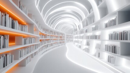 Obraz premium Futuristic Library Corridor