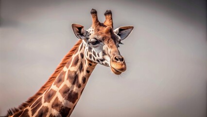 Close up of a majestic giraffe with unique patterns on its long neck, wildlife, animal, safari, giraffe, long neck, African