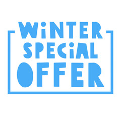 Badge. Winter special offer. Blue color. Vector illustration on white background.