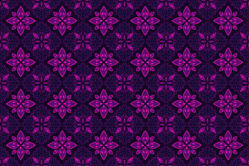 Purple Flowers Batik Seamless Pattern
