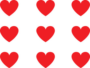 Red heart symbol icons vector illustration isolated 