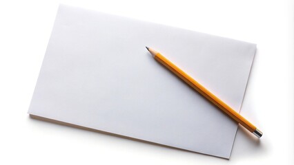 Blank paper sheet with pencil against white background