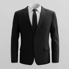 Black suit on a man standing in a city street at night, with tall buildings lit up in the background, creating a stylish and urban vibe.