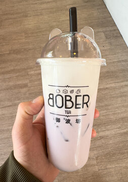 Foamy milk tea drink by Bober.