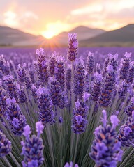Fototapeta premium Dreamy Lavender Field at Sunset