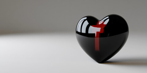 Black Heart, Red Crack: A symbolic 3D rendering of a black heart with a single red crack, evoking themes of heartbreak, vulnerability, and resilience.  
