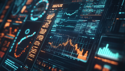 Fototapeta premium electronic circuit board with financial database style