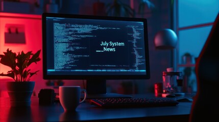 July System News on Desktop Computer
