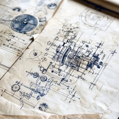 Innovating the Future: Detailed Silver Age Blueprint of a Creative Machine Design