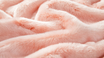 A soft and fluffy light pink faux fur fabric with gentle folds.