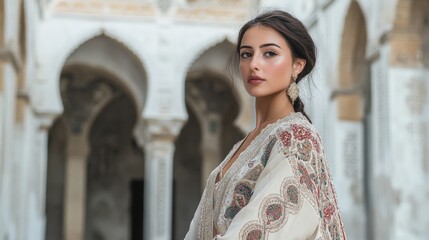 Graceful Algerian Woman in Elegant Portrait Setting