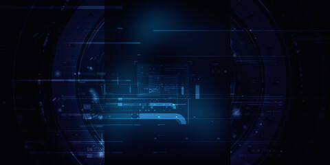 2d illustration Abstract futuristic electronic circuit technology background