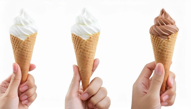 ソフトクリーム　バニラ　チョコ　コーン