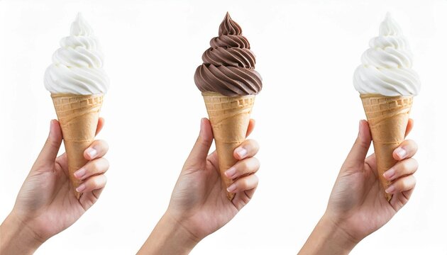 ソフトクリーム　バニラ　チョコ　コーン