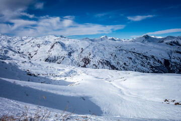 Ski slopes and mountains of Les Menuires in the french alps © daboost