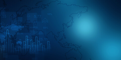 2d illustration Stock market online business concept. business Graph 