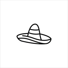Sombrero icon. Simple outline of a traditional Mexican hat. Ideal for use in web design, apps, and social media related to cultural celebrations, festivals, or travel. Vector illustration