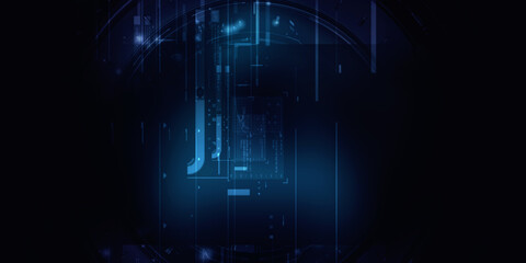 2d illustration Abstract futuristic electronic circuit technology background