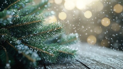 Magical forest with christmas trees and lights